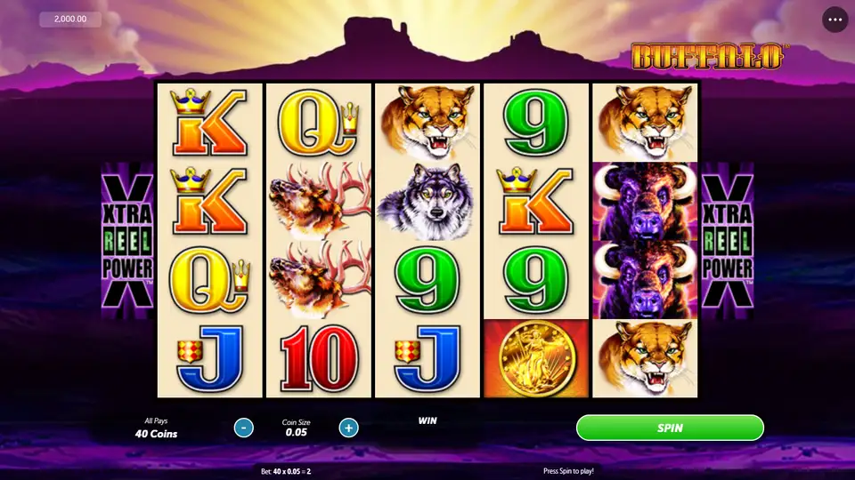 Buffalo in OLG's free demo, our screenshot, September 26, 2026
